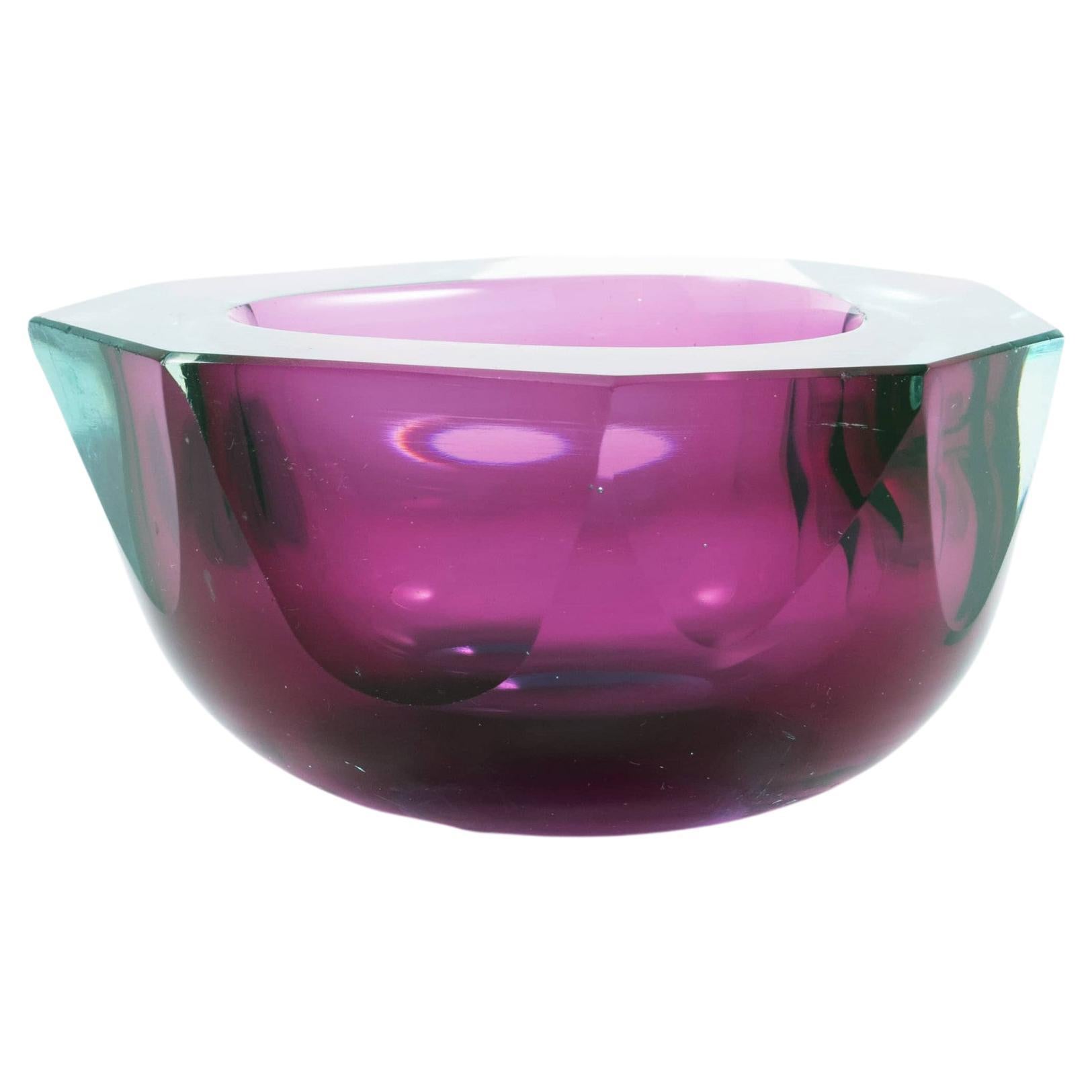 Purple and Blue Murano Sommerso Ashtray / Bowl by Flavio Poli for Suguso For Sale