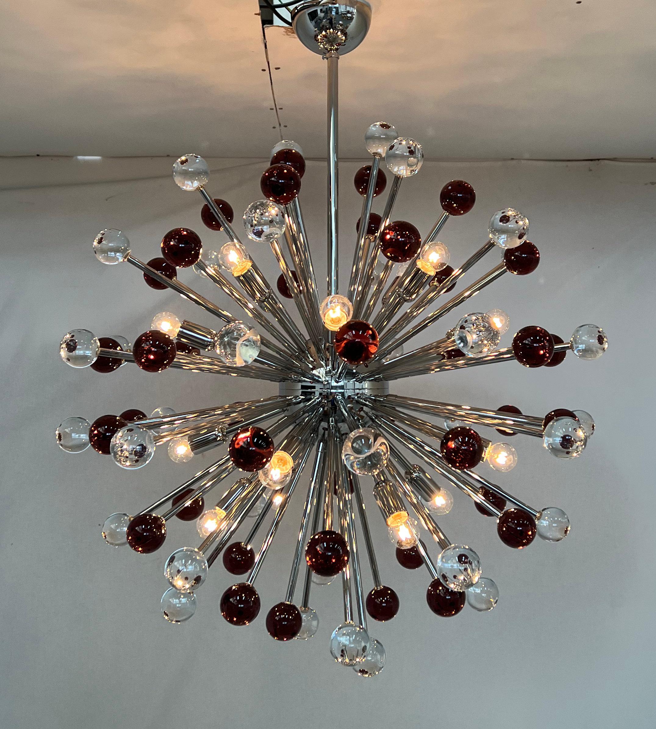 Purple and Clear Burst Sputnik Chandelier by Fabio Ltd In New Condition For Sale In Los Angeles, CA