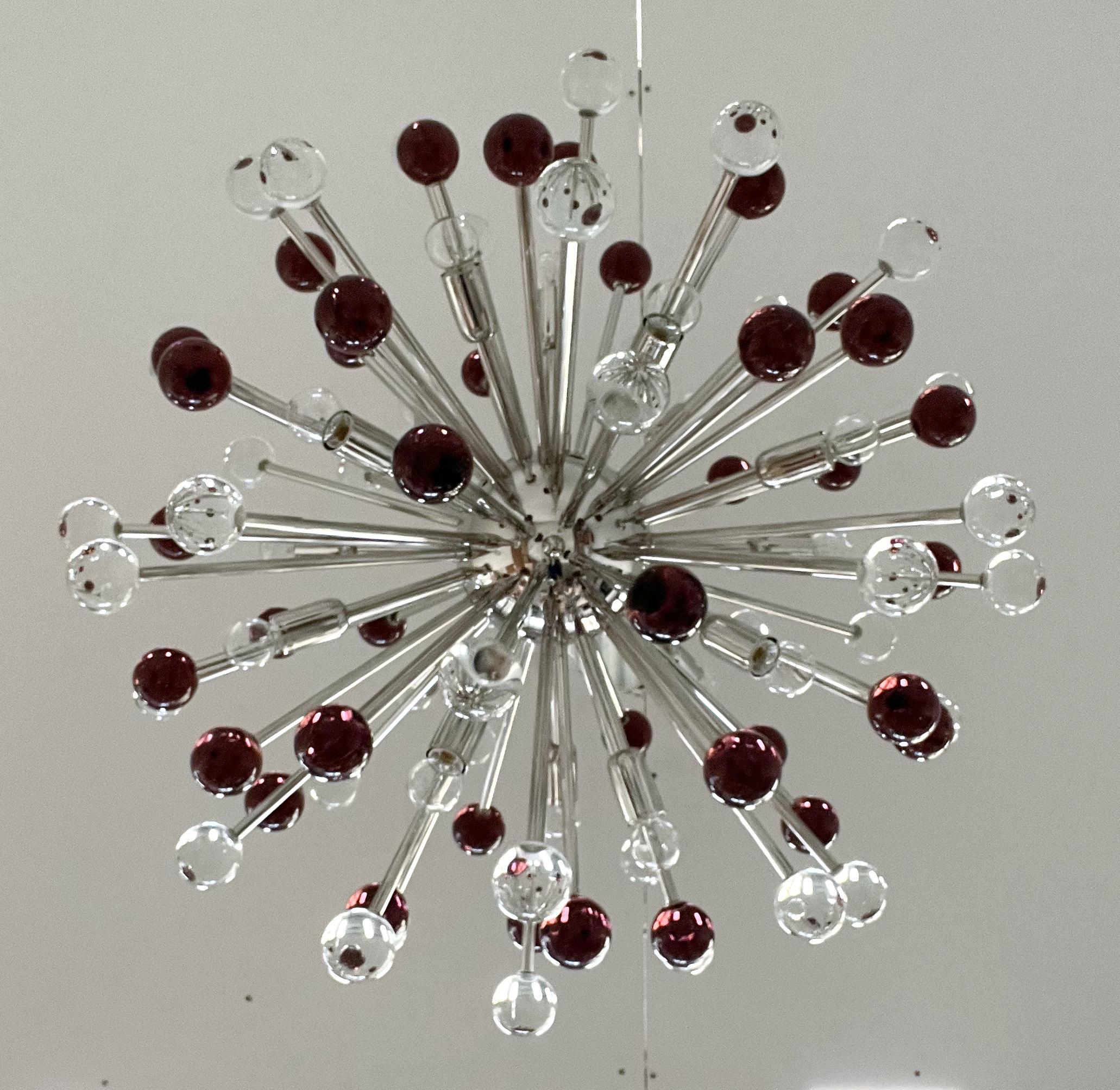 Sputnik-Kronleuchter mit lila und klarem Wurzelholz von Fabio Ltd (21. Jahrhundert und zeitgenössisch) im Angebot