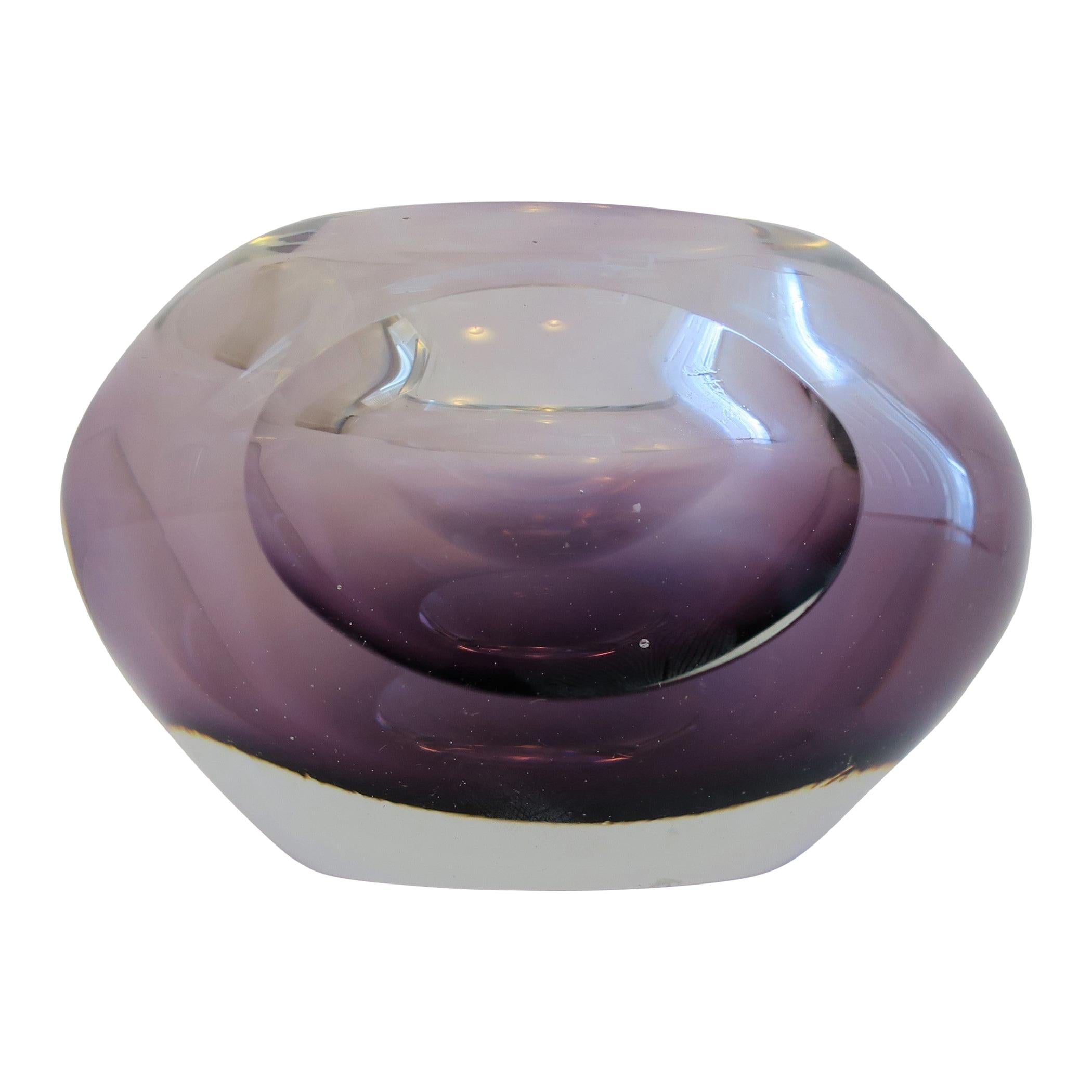 Purple and Clear Ombre Art Glass Vase in Style of Flavio Poli for Seguso