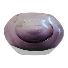 Purple and Clear Ombre Art Glass Vase in Style of Flavio Poli for Seguso