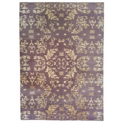 Purple and Gold Floral Area Rug