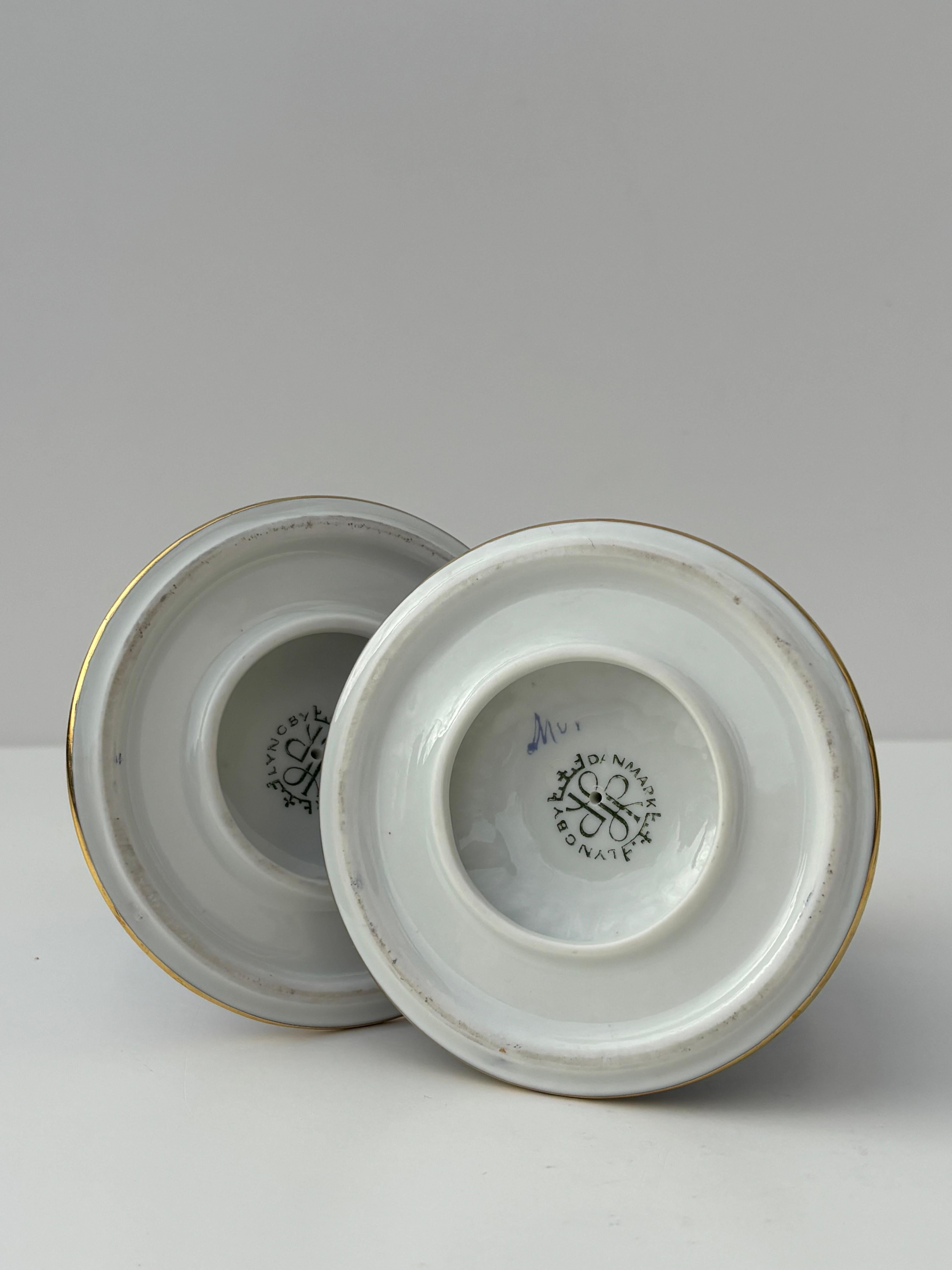 Lavender, Gold Porcelain Candle Holders, 1960s For Sale 2