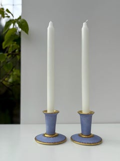 Lavender, Gold Porcelain Candle Holders, 1960s