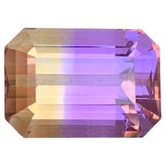 Purple and Golden Natural Ametrine 9.81Carat Emerald Cut Loose Gemstone for Ring