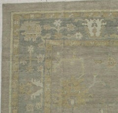 Purple and Gray Contemporary Handmade Wool Turkish Oushak Rug