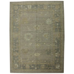 Purple and Gray Contemporary Handmade Wool Turkish Oushak Rug