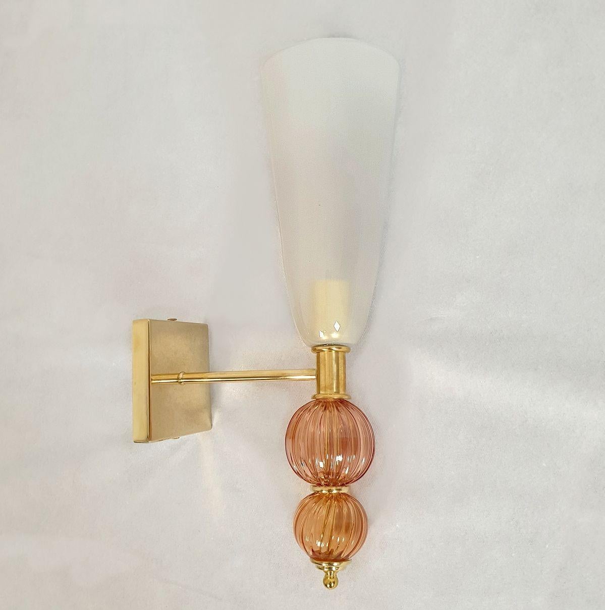 Mid-Century moderno Purple and gray Mid Century Modern Murano sconces in vendita