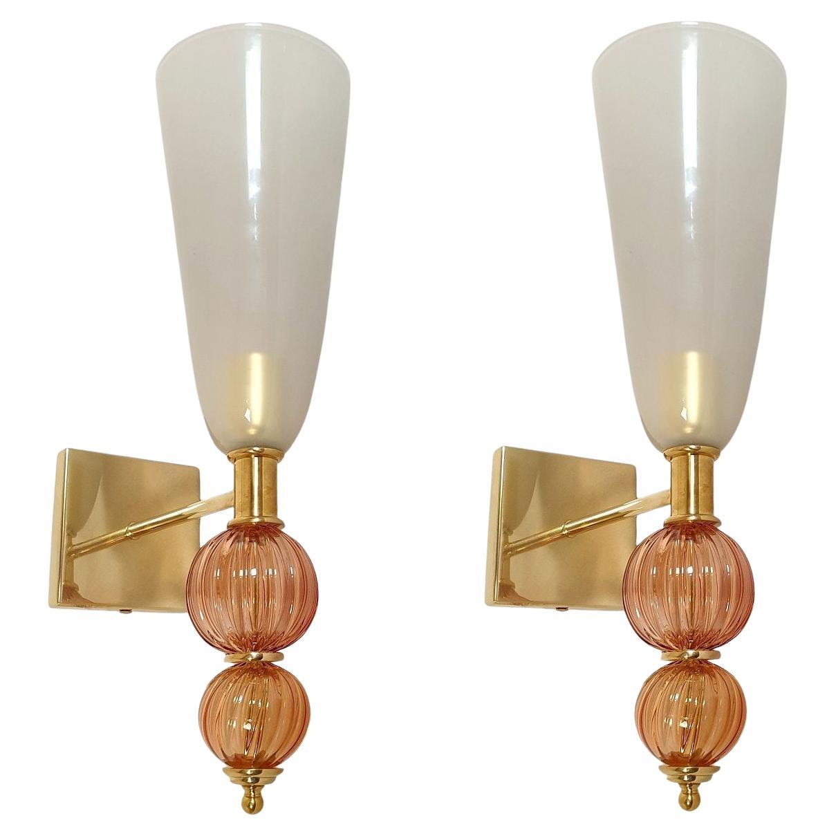 Purple and gray Mid Century Modern Murano sconces
