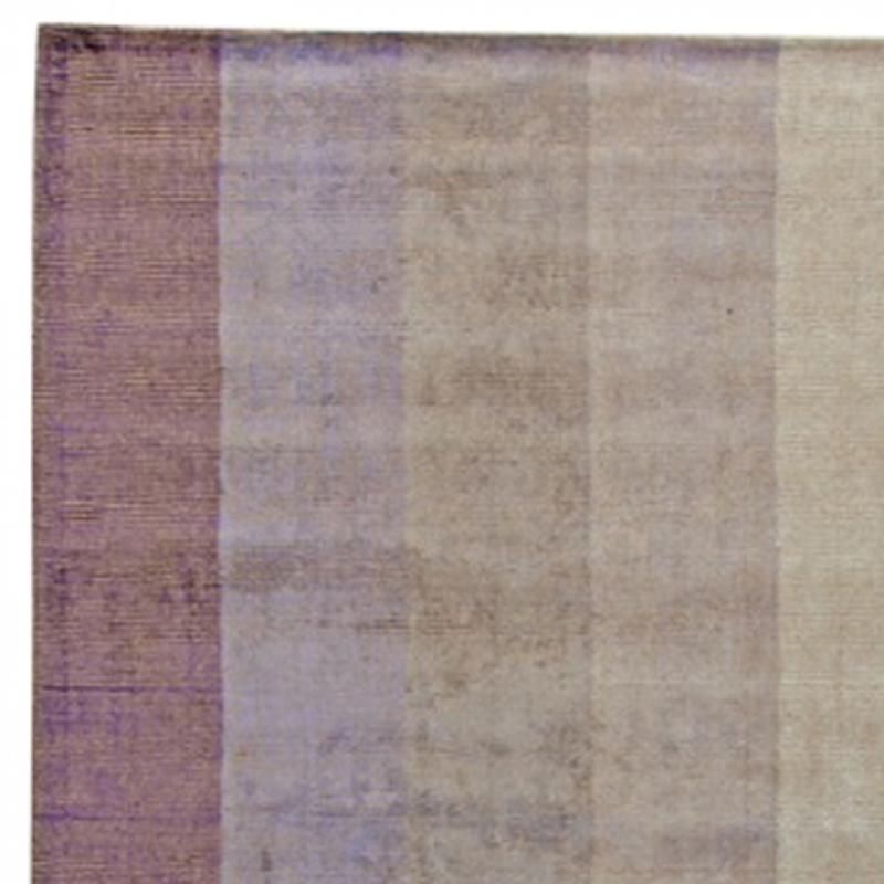 Modern Purple and Gray Striped Area Rug For Sale