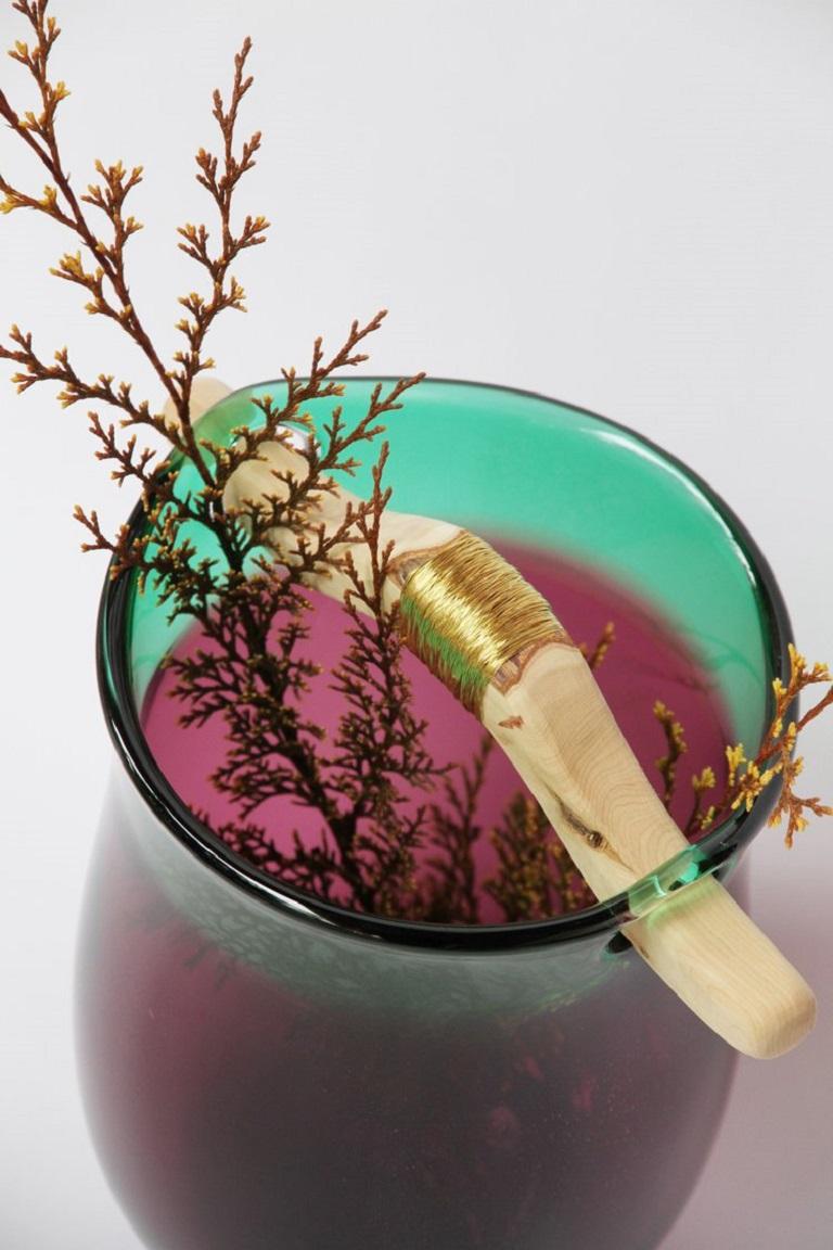 German Purple and Green Heiki Vase, Pia Wüstenberg For Sale