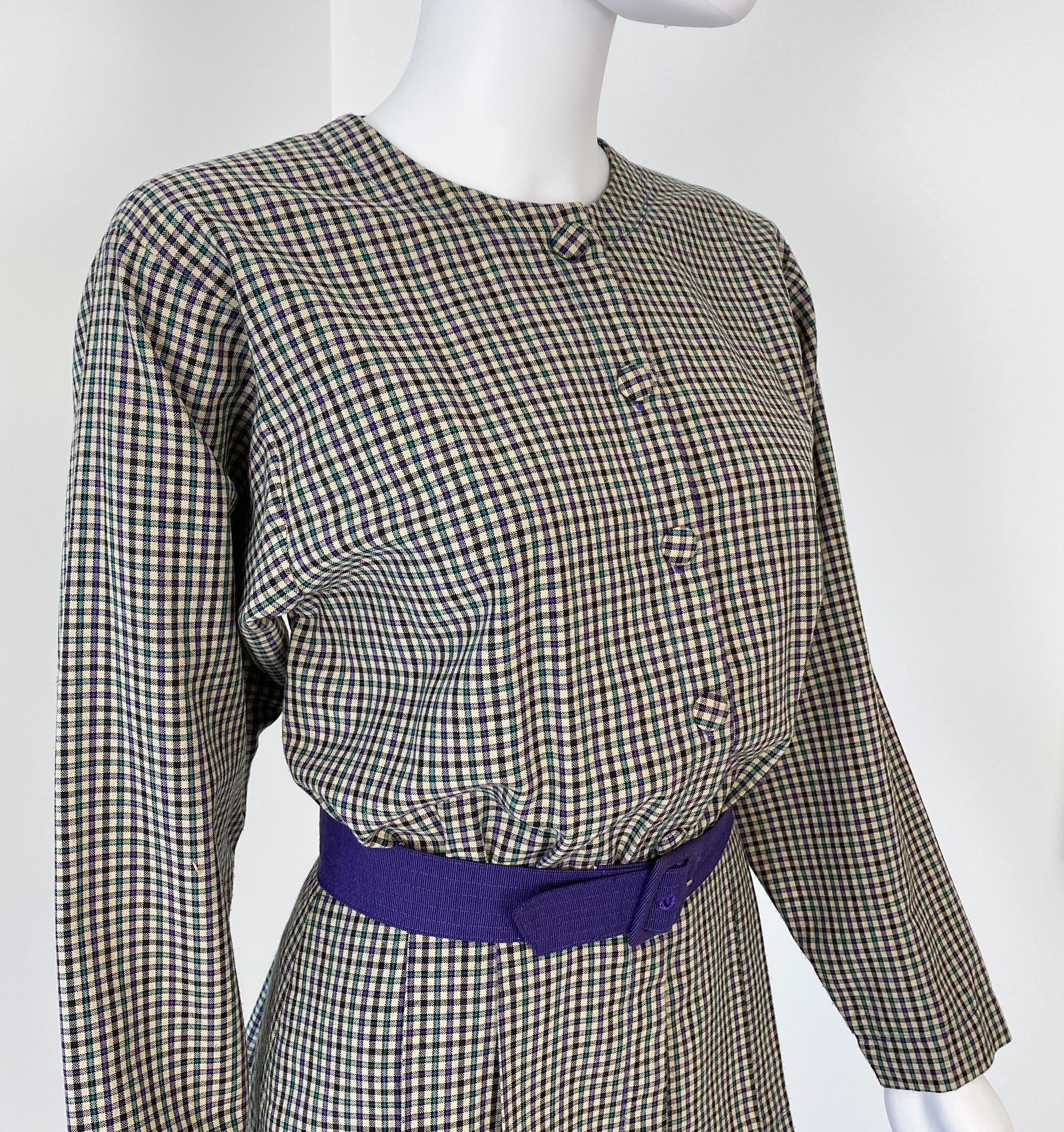 Combinaison jupe rétro violet et vert Taille 8/10, années 1980 en vente 5