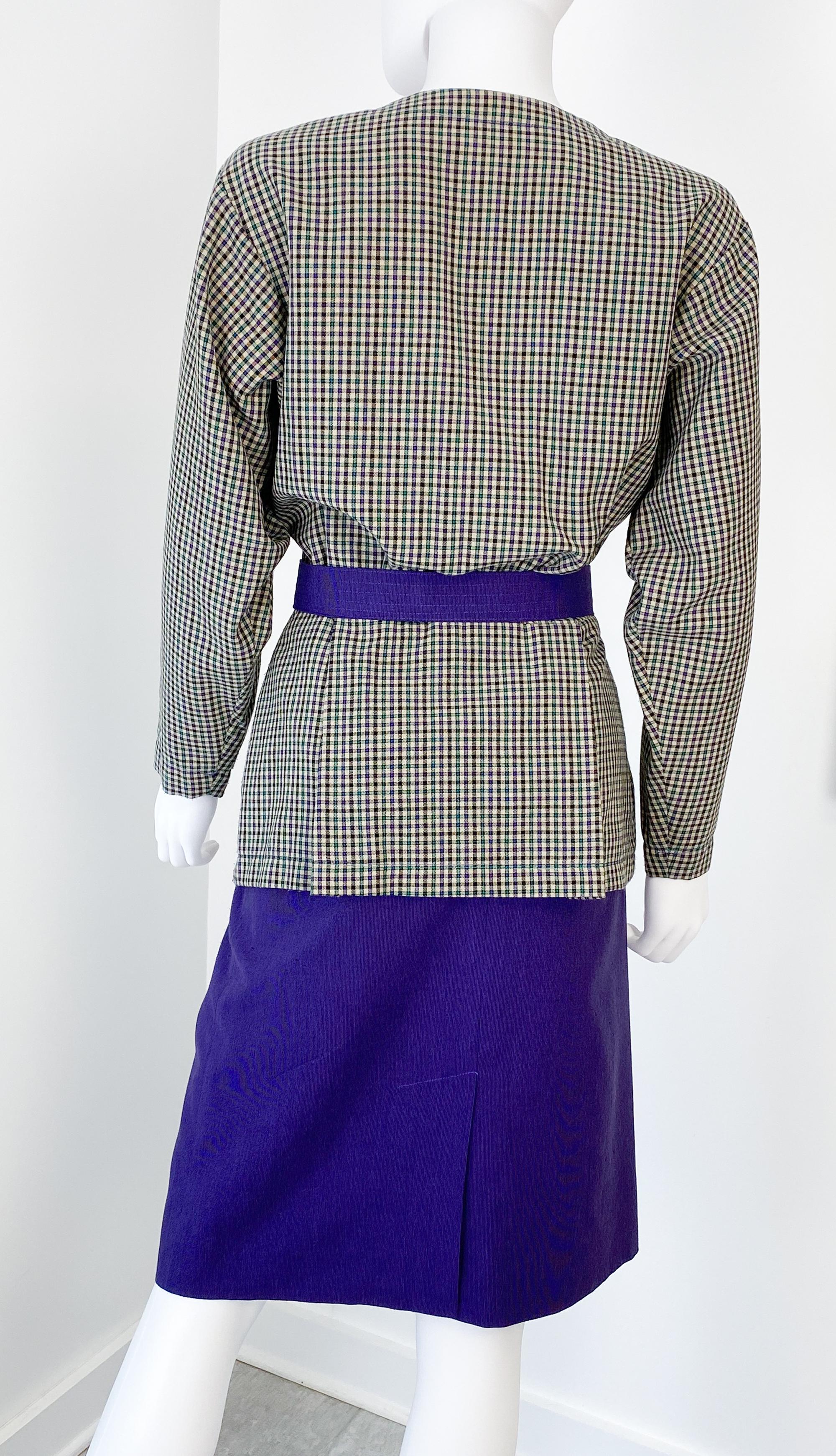 Combinaison jupe rétro violet et vert Taille 8/10, années 1980 en vente 7