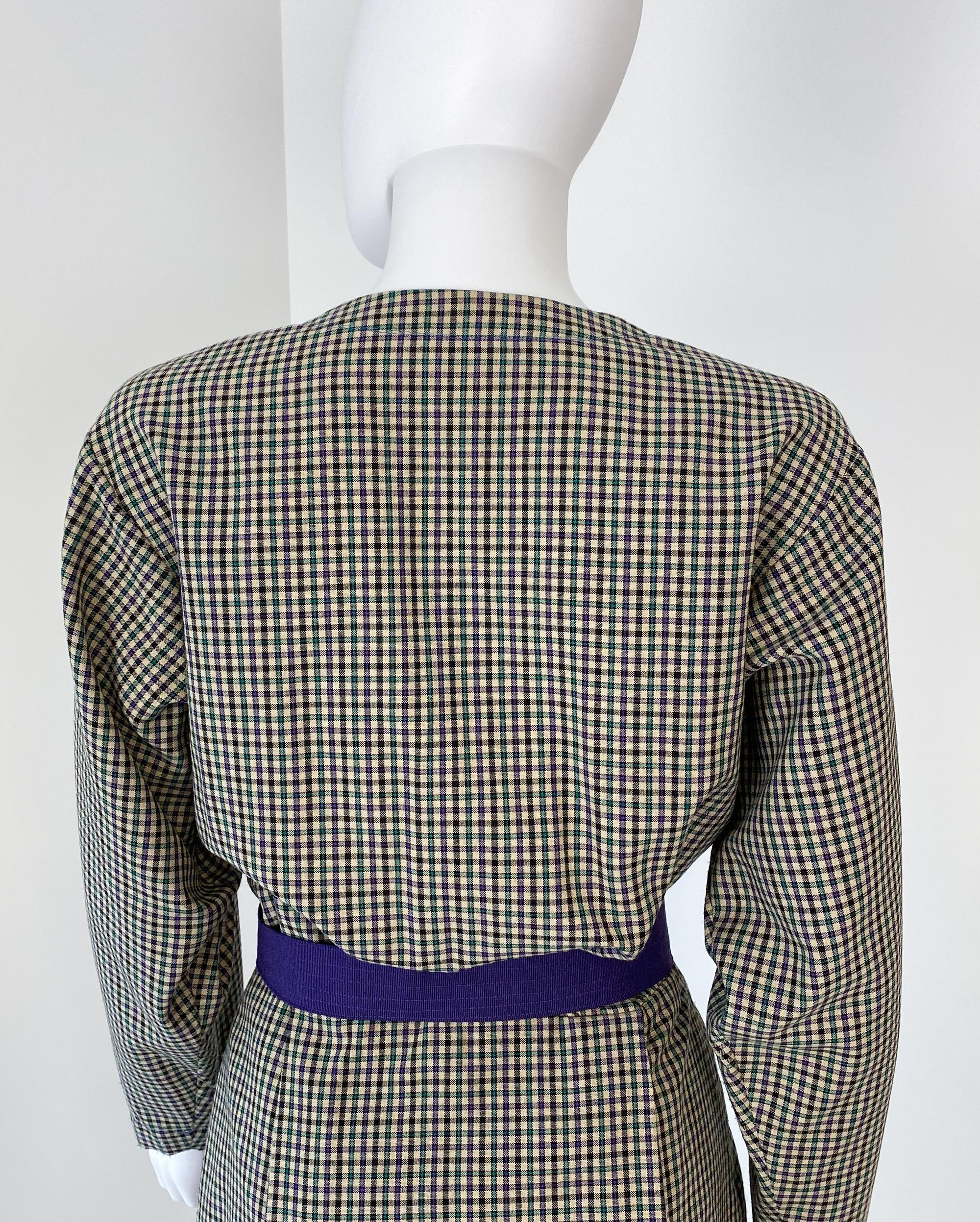 Combinaison jupe rétro violet et vert Taille 8/10, années 1980 en vente 8