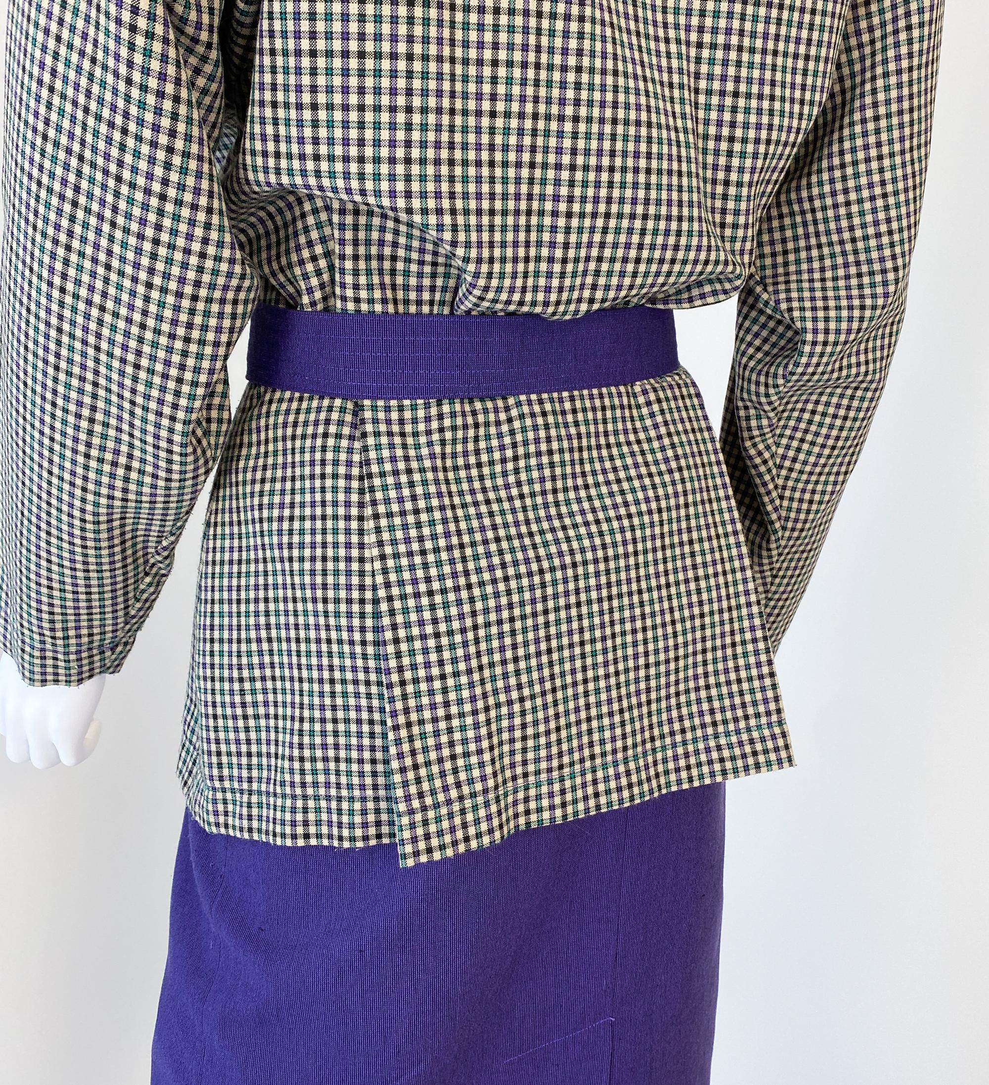 Combinaison jupe rétro violet et vert Taille 8/10, années 1980 en vente 9