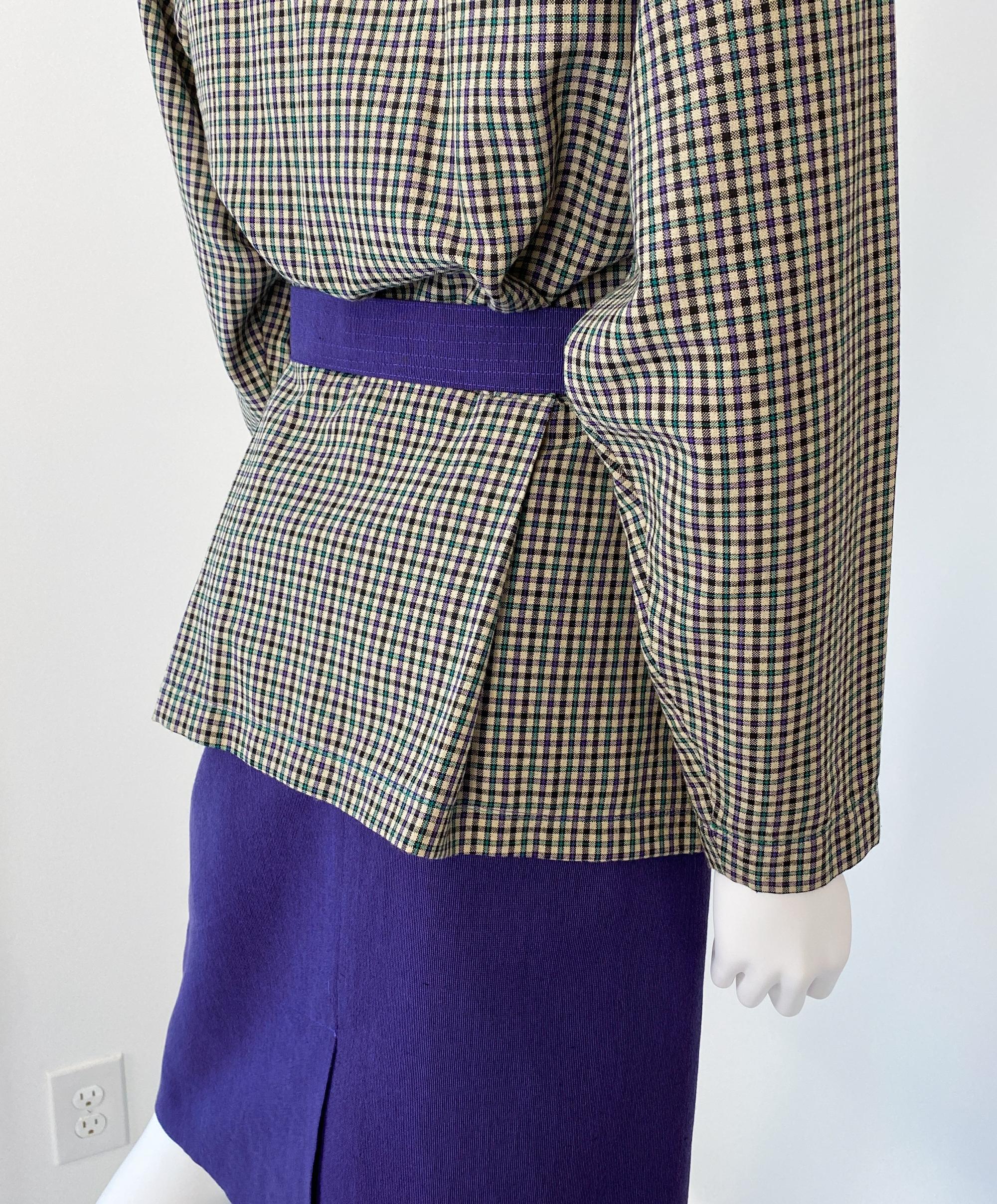 Combinaison jupe rétro violet et vert Taille 8/10, années 1980 en vente 10