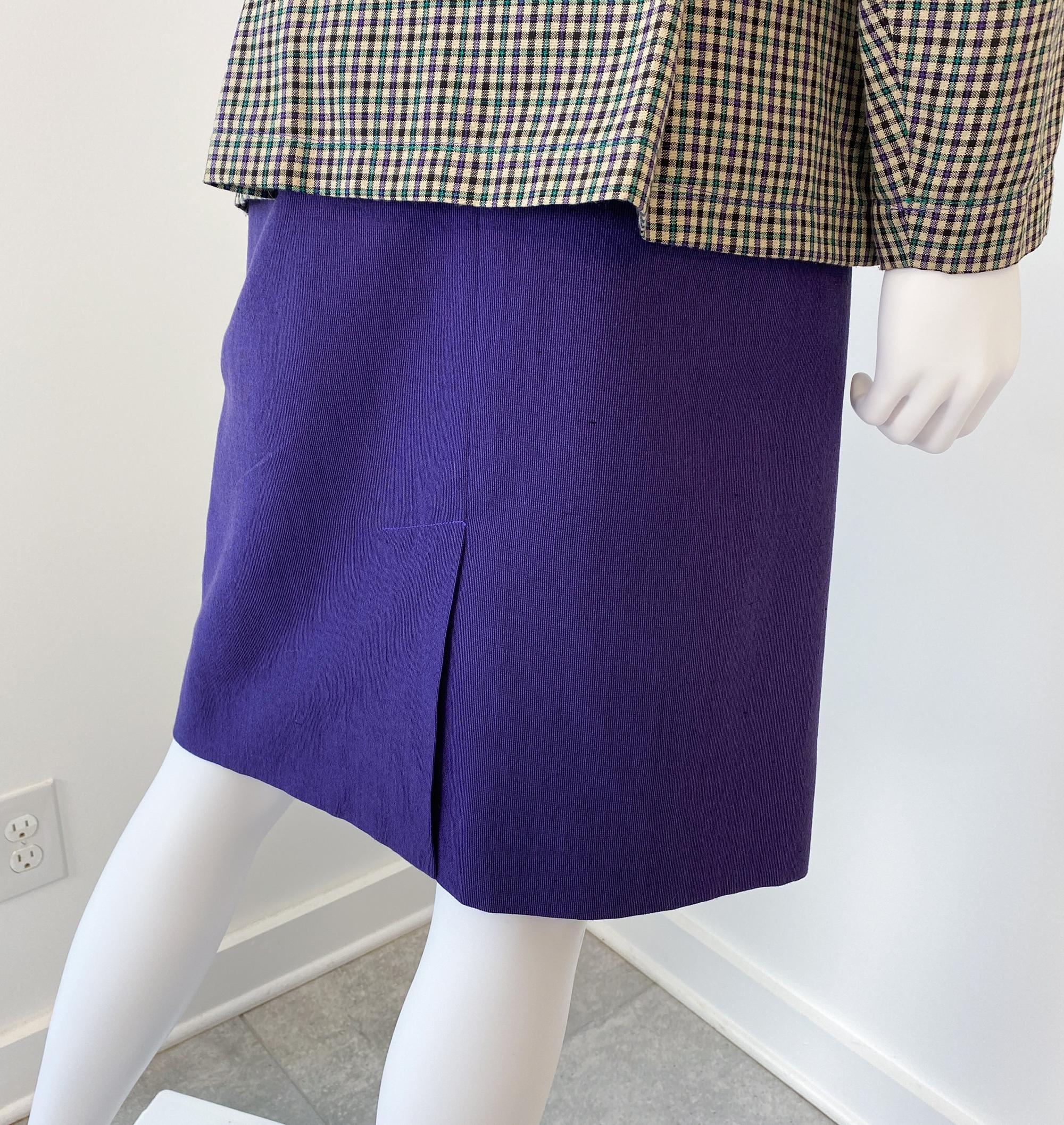 Combinaison jupe rétro violet et vert Taille 8/10, années 1980 en vente 11