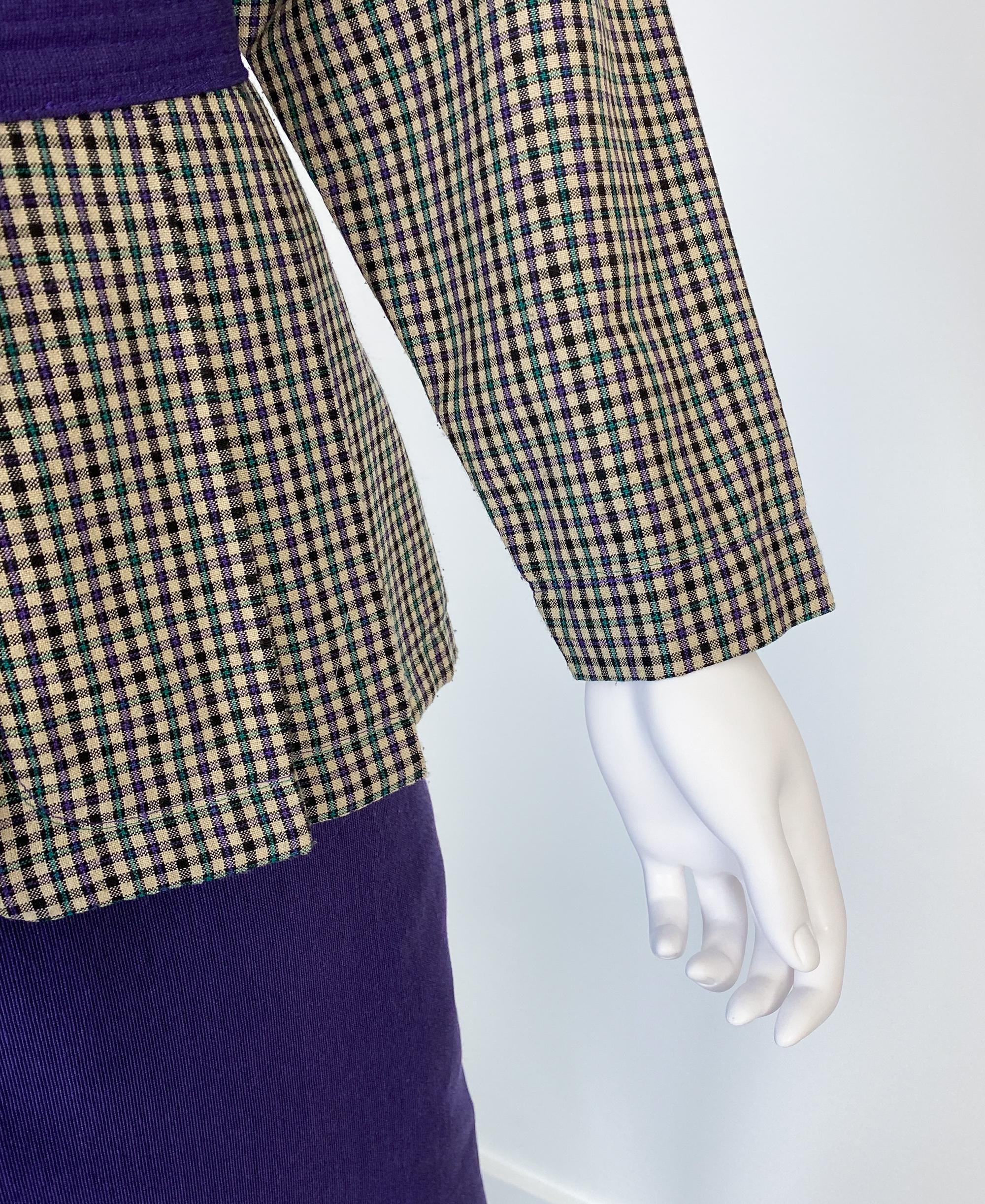 Combinaison jupe rétro violet et vert Taille 8/10, années 1980 en vente 4