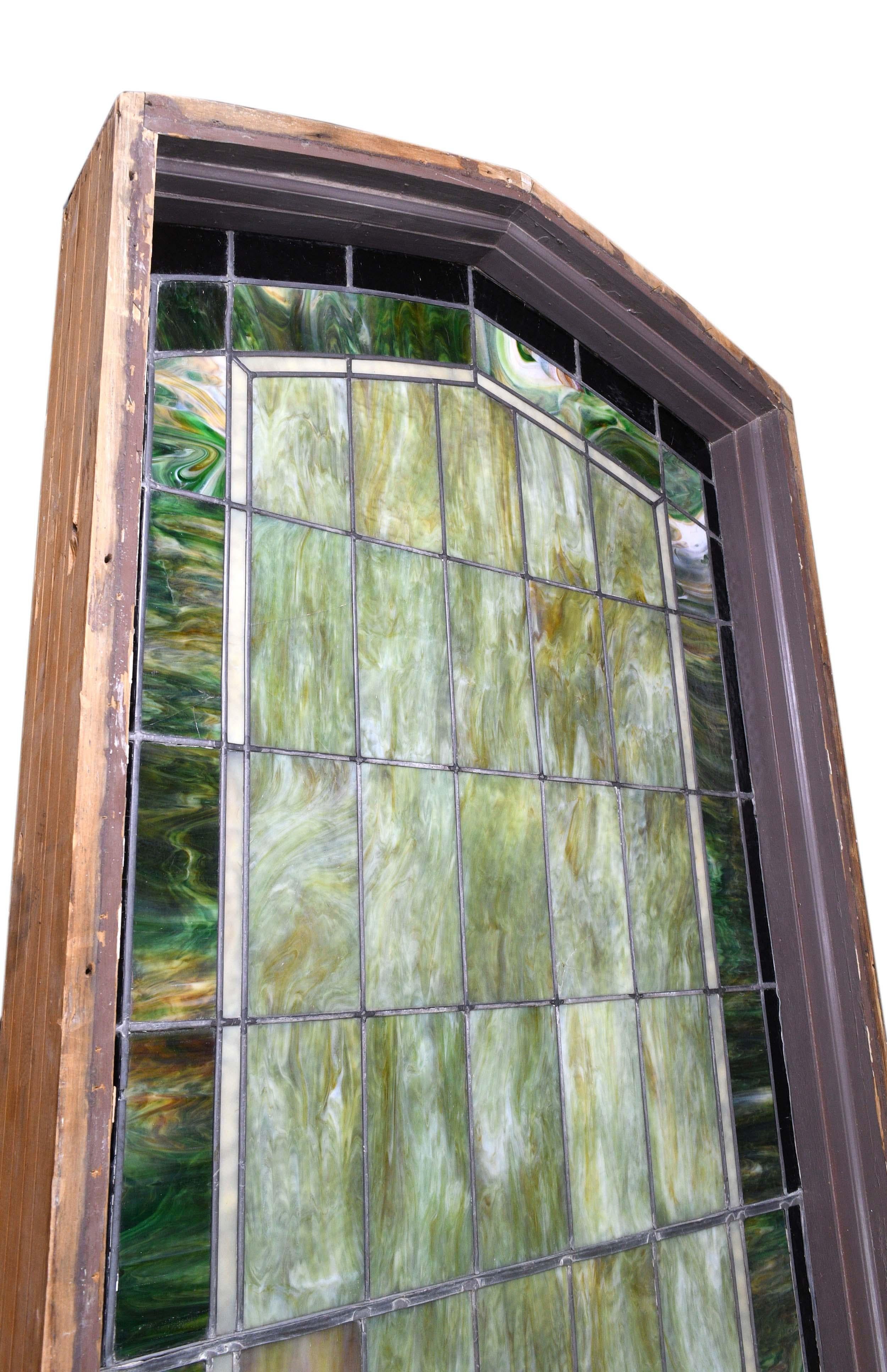 Purple and Green Slag Glass Window In Good Condition In Minneapolis, MN