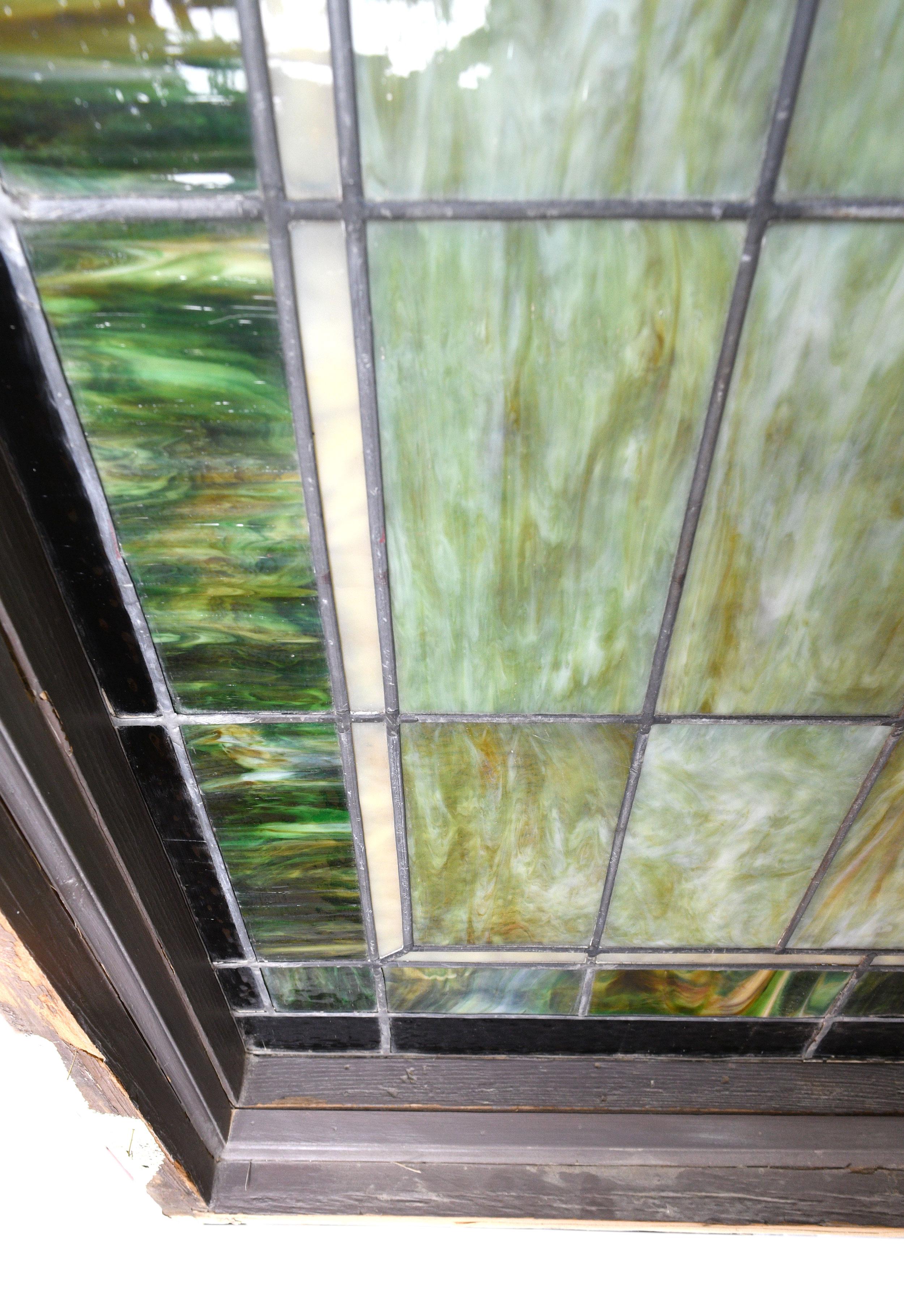 Purple and Green Slag Glass Window 1