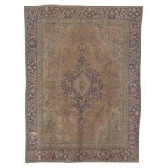 Persischer Täbris-Teppich im Vintage-Stil im englischen Landhausstil in Violett und Grün