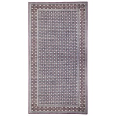 Purple and Ivory Contemporary Handmade Wool Turkish Oushak Rug