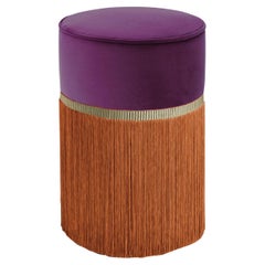 Pouf géométrique bicolore pour couture violet et orange