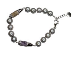 Bracciale in argento 925 con ametista viola, citrino arancione e perla Rocket Bullet