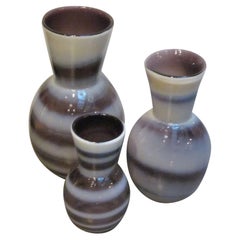 Purple and Pale Grey Set of Three Glass Vases, China, Contemporary