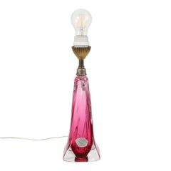 Purple and Pink Crystal Table Lamp – Val Saint Lambert – Sixties