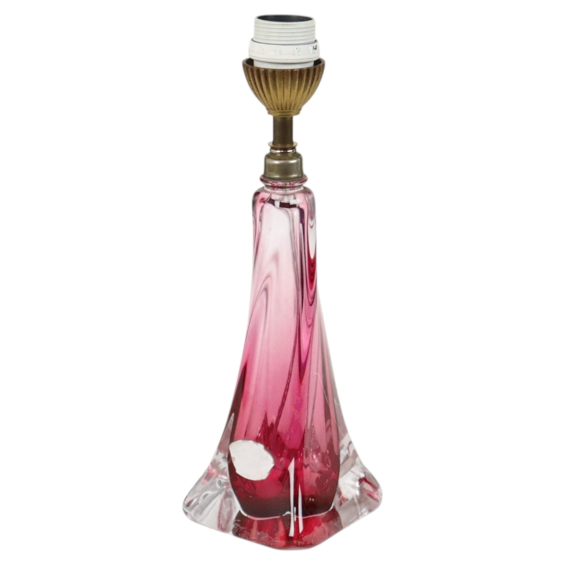 Purple and Pink Crystal Table Lamp – Val Saint Lambert – Sixties For Sale