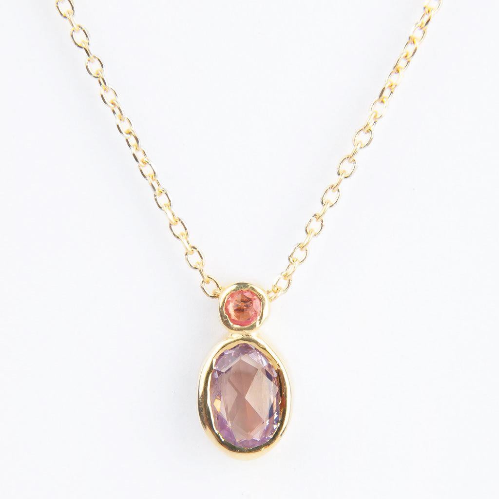 Contemporary Purple and Pink Sapphire Duo Necklace For Sale