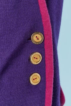 Purple and pink wool knit jacket and skirt ensemble CARVEN Tricot