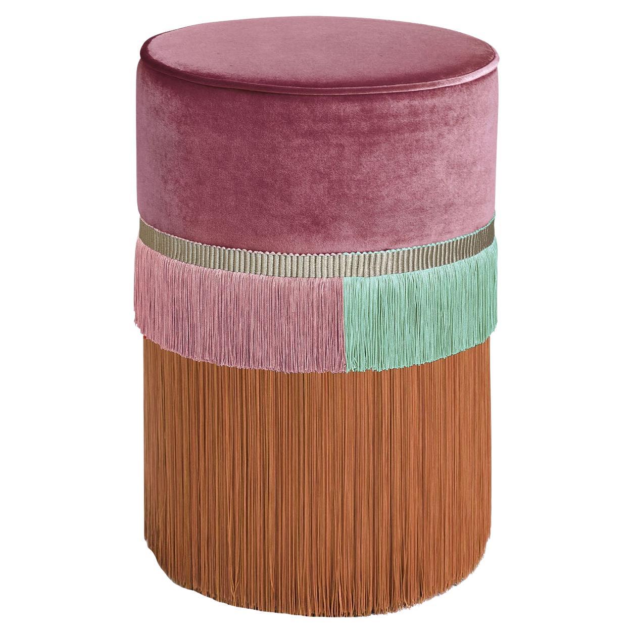 Purple and Red Couture Geometric Line Pouf