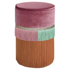 Purple and Red Couture Geometric Line Pouf