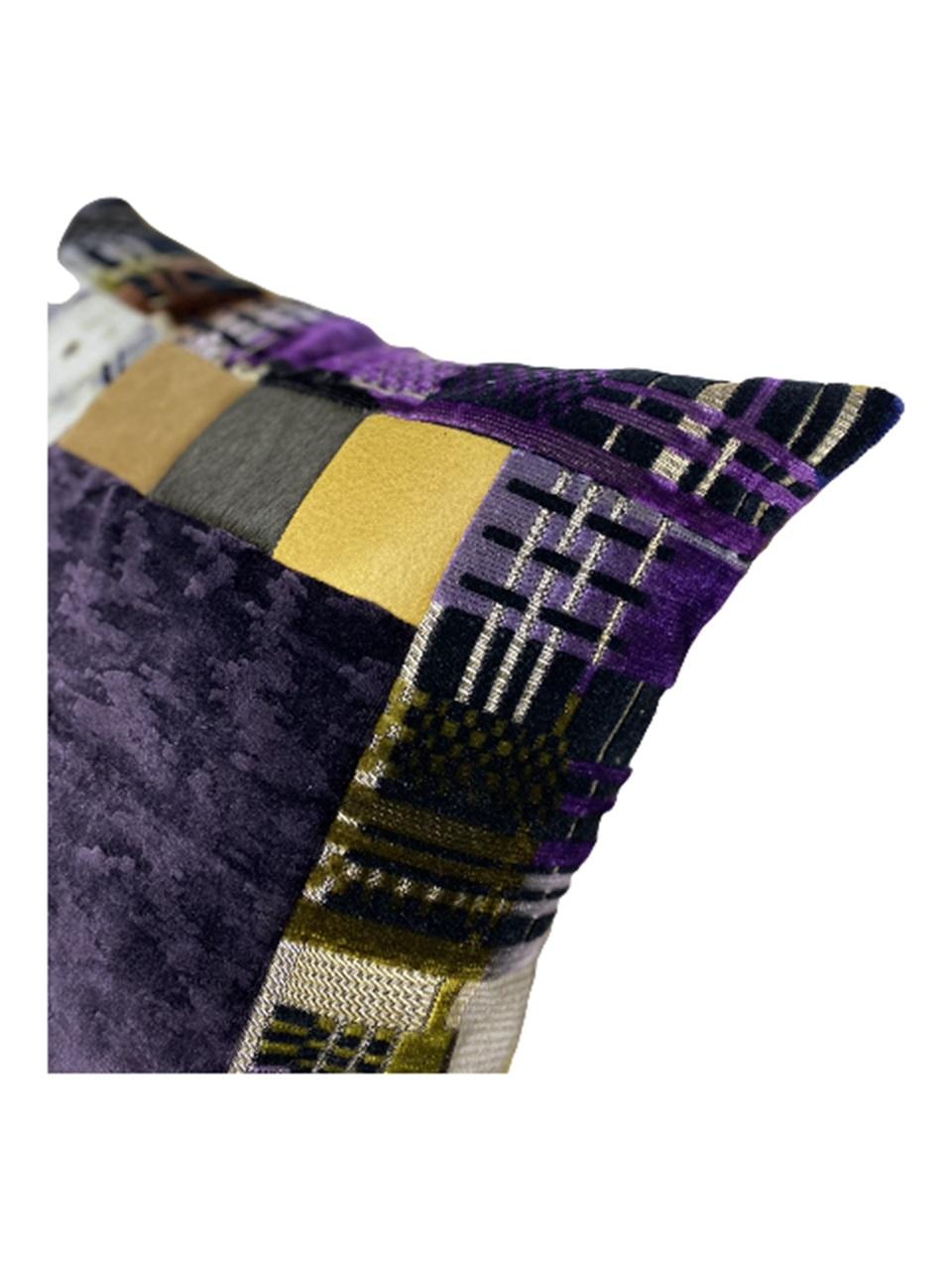 Contemporary Purple and Saffron Highlight Pillow For Sale