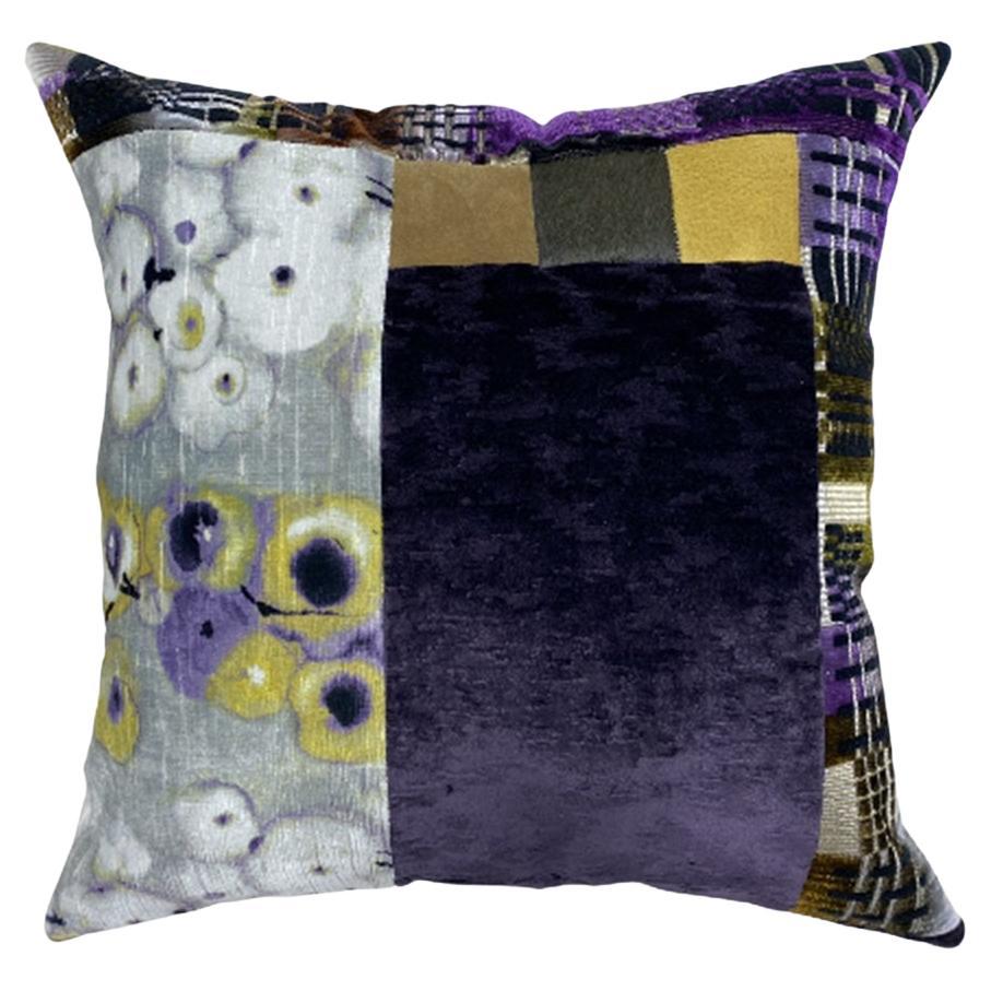 Purple and Saffron Highlight Pillow For Sale