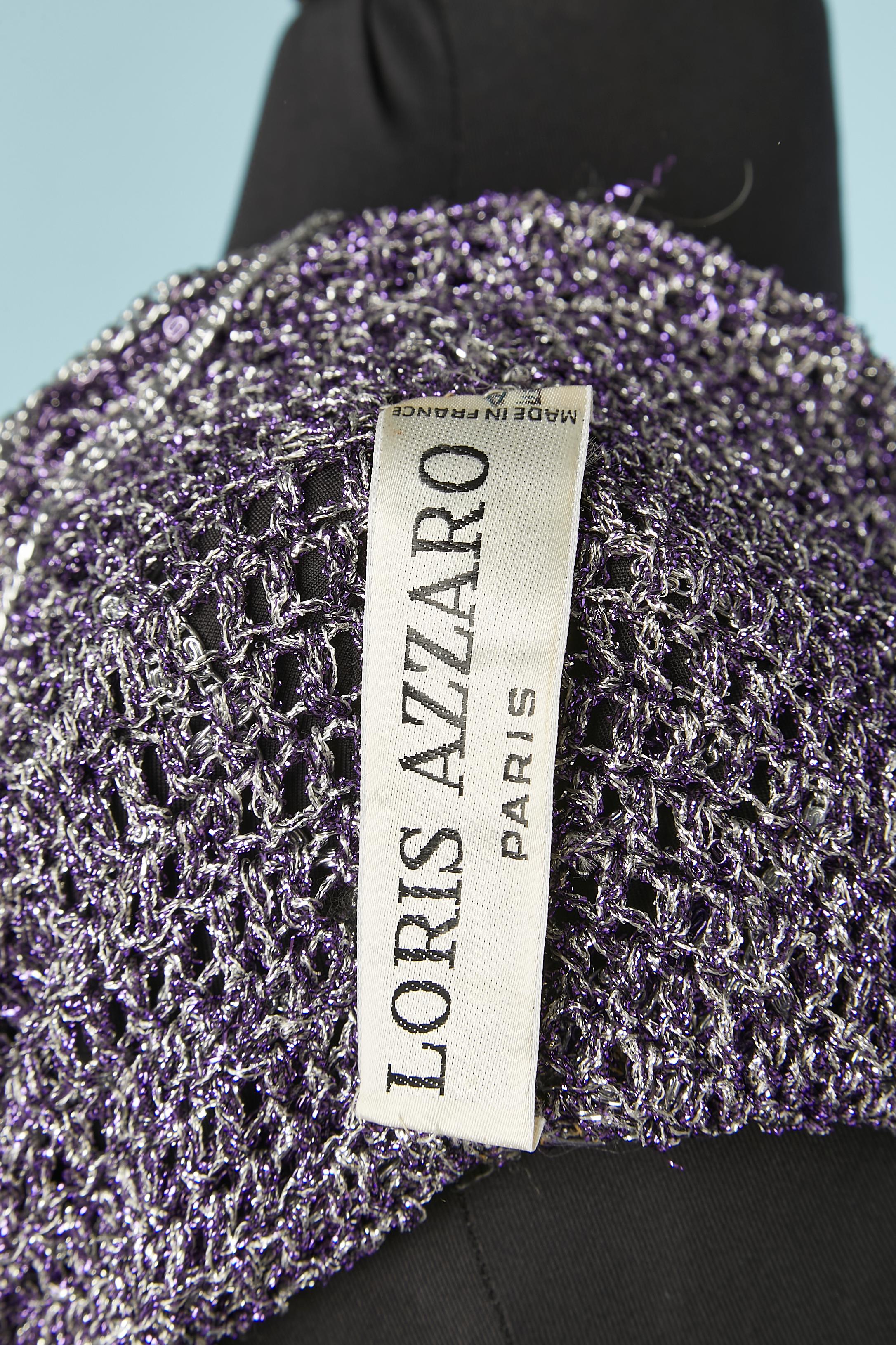 Purple and silver knit and chain sweater Loris Azzaro 1970's  For Sale 3