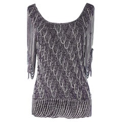 Purple and silver knit and chain sweater Loris Azzaro 1970's