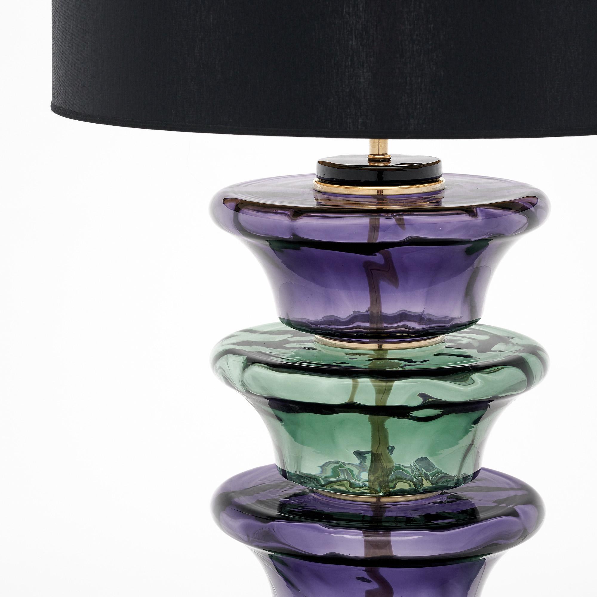 Mid-Century Modern Purple and Teal Murano Glass Lamps For Sale
