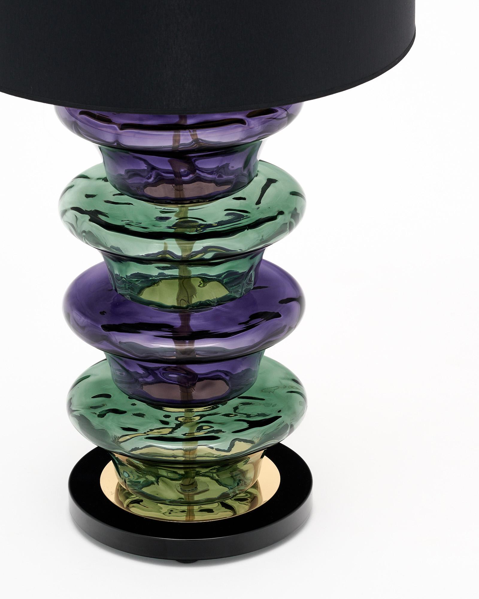Italian Purple and Teal Murano Glass Lamps For Sale
