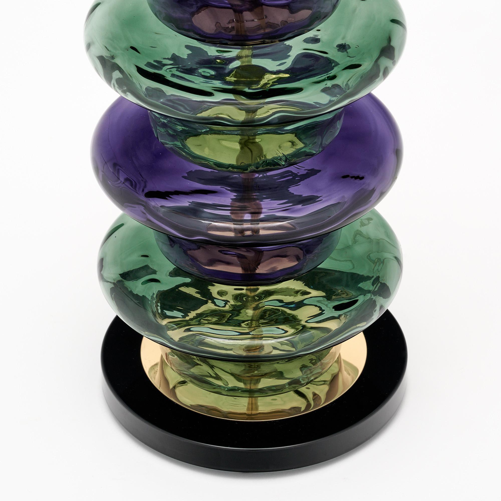 Purple and Teal Murano Glass Lamps In New Condition For Sale In Austin, TX