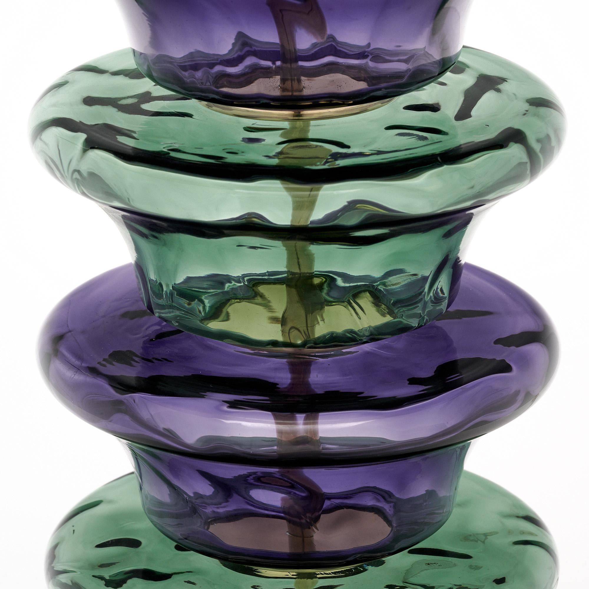Contemporary Purple and Teal Murano Glass Lamps For Sale