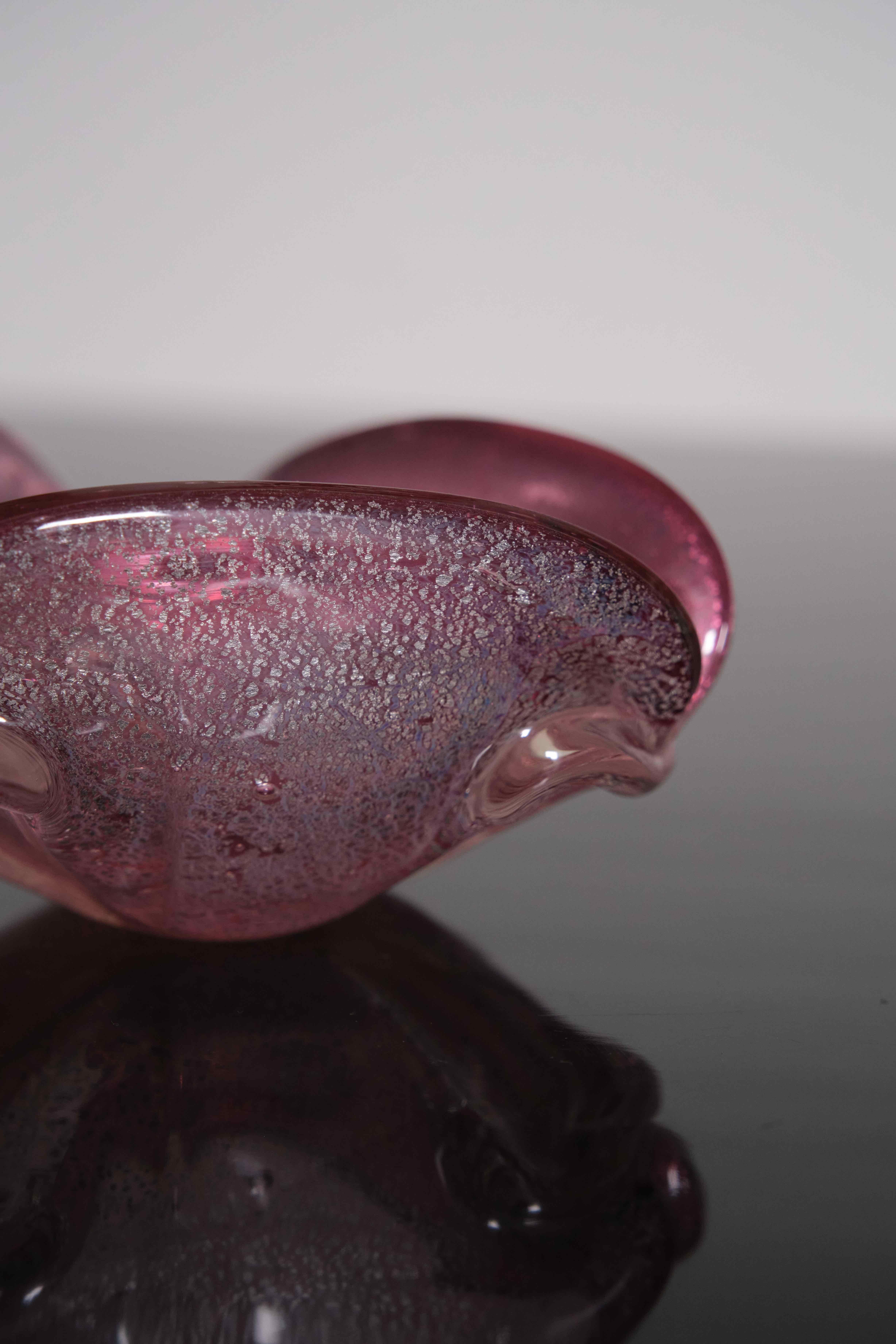 Morado  y cuenco de cristal translúcido de Murano, Italia, años 50 Art Decó en venta