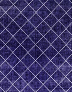 Purple, and White Handmade Vintage Turkish Anatolian Overdyed Distressed Rug
