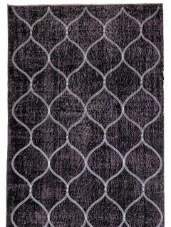 Purple and White Handmade Vintage Turkish Anatolian Overdyed Distressed Rug