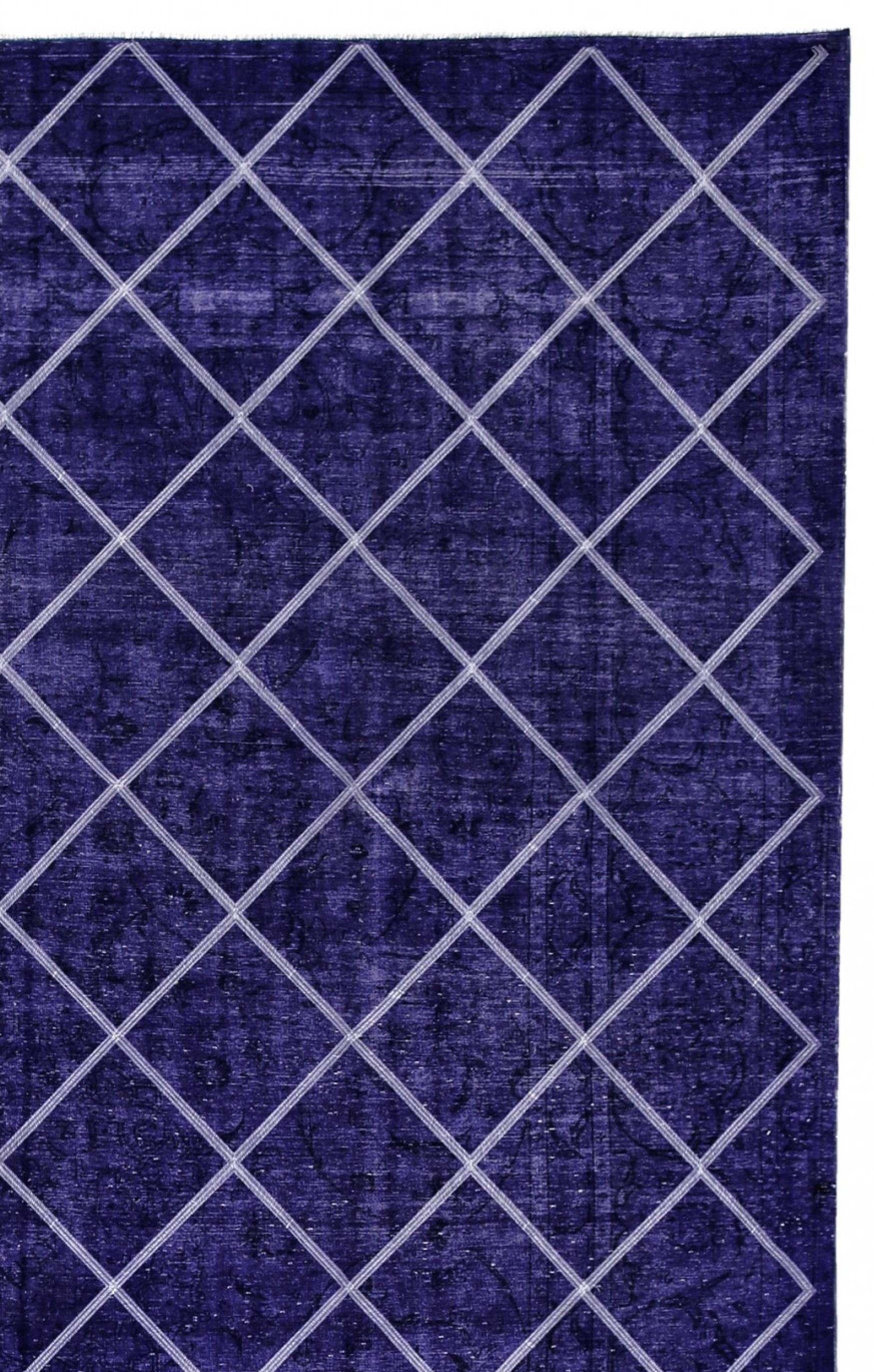 Hand-Knotted Purple, and White Handmade Vintage Turkish Anatolian Overdyed Distressed Rug For Sale