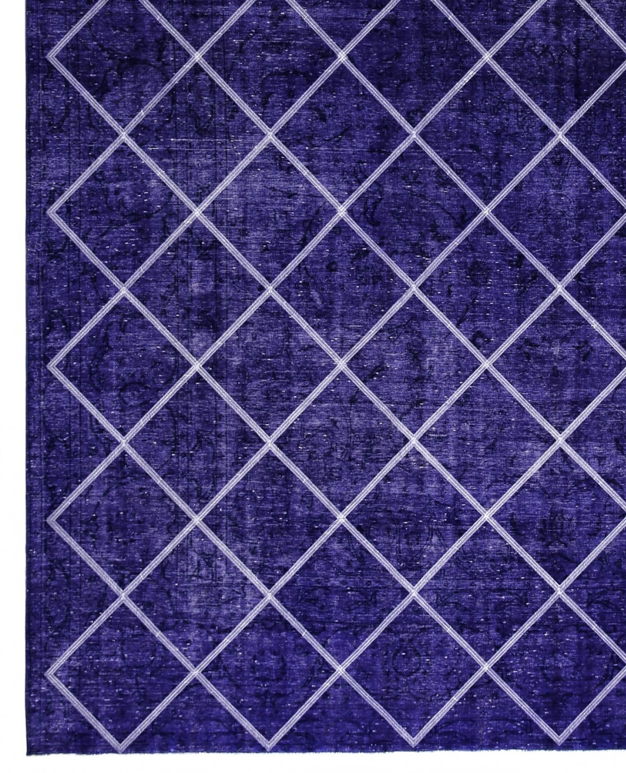 Purple, and White Handmade Vintage Turkish Anatolian Overdyed Distressed Rug In Excellent Condition For Sale In North Bergen, NJ