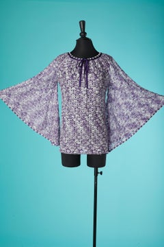 Purple and white rayon see-through knit tunique with wide sleeves Missoni