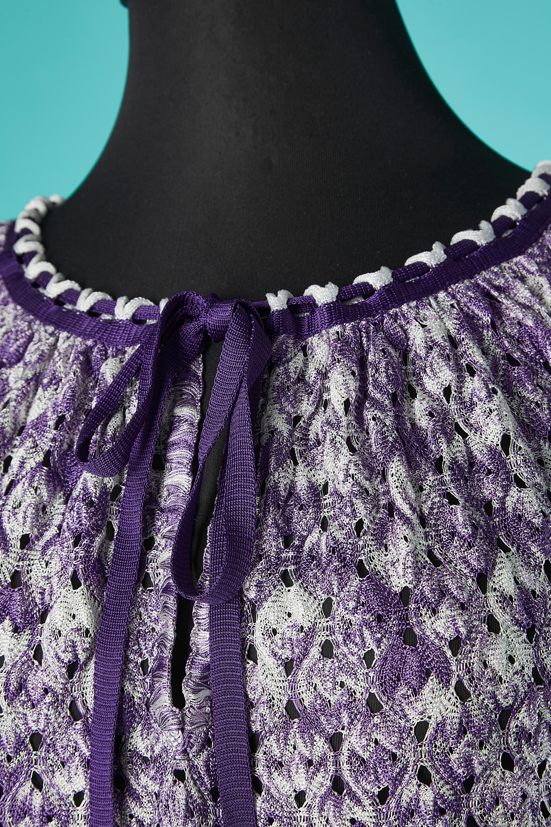 Gris Tunique en maille de rayonne violette et blanche transparente à manches larges Missoni en vente